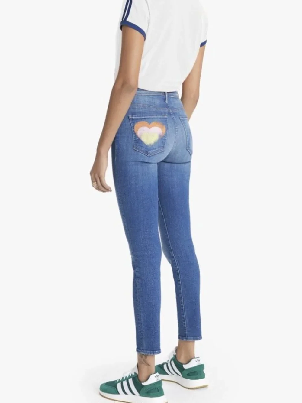 MOTHER The Super Stunner Ankle Jeans Double Vision Heart Pocket Boho HTF Sz 34 - Picture 4 of 13
